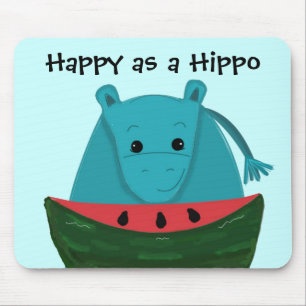 Happy Hippo mit Watermelon Slice Mousepad