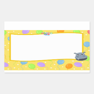 Happy Hippo Name Tag Sticker