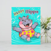 Happy Hippo | Niedlicher Cartoon Kids Kinderzimmer (Stehend Vorderseite)