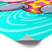 Happy Hippo | Niedlicher Cartoon Kids Kinderzimmer Poster (Ecke)