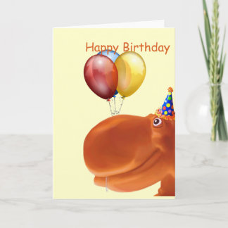 Happy Hippo Orange Geburtstagskarte Karte