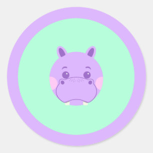 Happy Hippo Runder Aufkleber