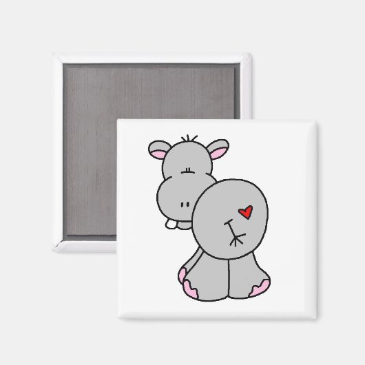 Happy Hippo Tshirts und Geschenke Magnet (Vorderseite/Rückseite)