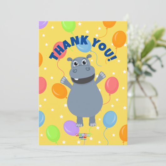 Happy Hippo Vielen Dank Karten (Horizontal) (Stehend Vorderseite)