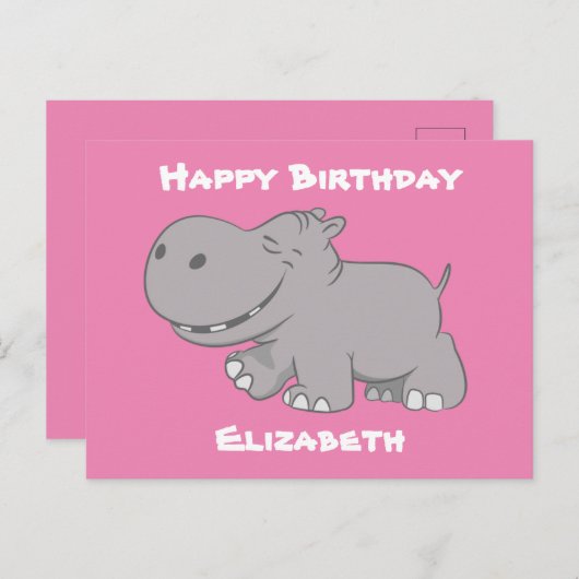 Happy Hippopotamus Postkarte (Vorne/Hinten)