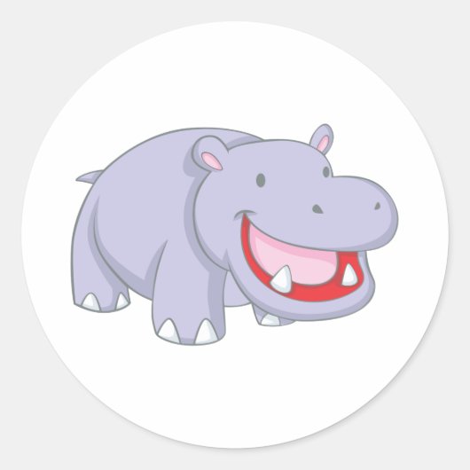 Happy Hippopotamus Runder Aufkleber (Vorderseite)
