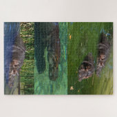 Happy Hippos in einem Teich, Puzzle (Horizontal)