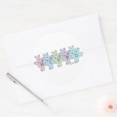 Happy Hippos pastel gingham Runder Aufkleber (Umschlag)
