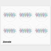 Happy Hippos pastel gingham Runder Aufkleber (Blatt)