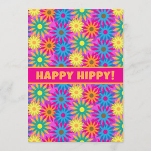 Happy Hippy Birthday 1960s Retro 60th BDay Party Einladung