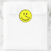 Happy Hippy face Uhr Runder Aufkleber (Tasche)