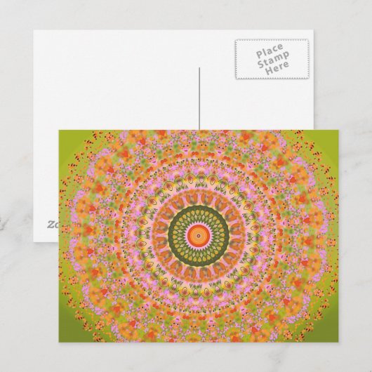 Happy Hippy Mandala Postkarte (Vorne/Hinten)