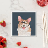 Happy Hipster Pembroke Welsh Corgi Paper Napkin Serviette (Beispiel)