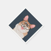 Happy Hipster Pembroke Welsh Corgi Paper Napkin Serviette (Ecke)