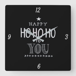 *HAPPY HO HO HO TO YOU* CHRISTMAS CLOCK QUADRATISCHE WANDUHR