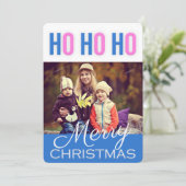 Happy Ho Ho Weihnachten Grüße Foto-Karte (Stehend Vorderseite)