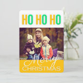 Happy Ho Ho Weihnachten Grüße Foto-Karte (Stehend Vorderseite)