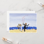 "Happy Hochzeit" am Strand Blankokarte Karte (Vorderseite/Rückseite Beispiel)