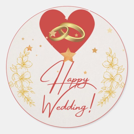 Happy Hochzeitsticker Runder Aufkleber (Vorderseite)