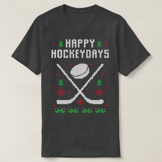 Happy Hockey Days Funny Ugly Weihnachts Sweater T-Shirt (Design vorne)