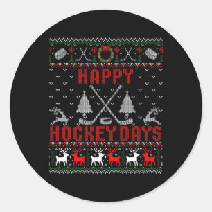 Happy Hockey Days Spaß Ugy Weihnachten Runder Aufkleber