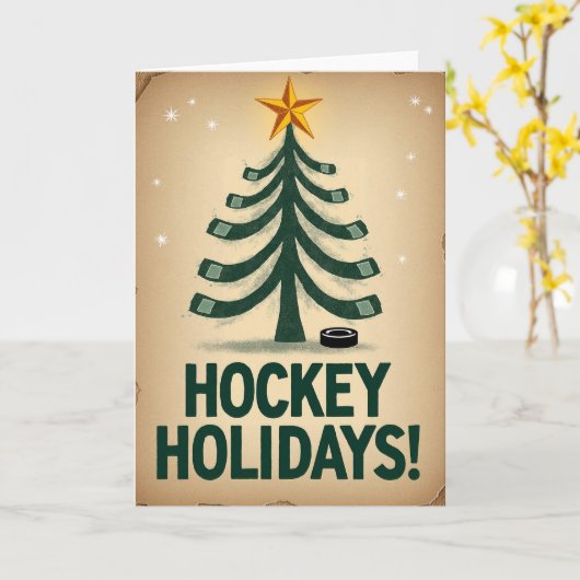 Happy Hockey Holidays Karte (Gelbe Blume)