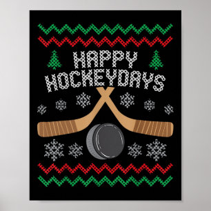 Happy Hockeyday Ice Hockey Boys Männer Weihnachten Poster