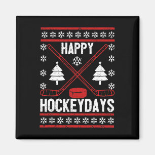 Happy Hockeydays Fun Christmas Ice Hockey Spieler Magnet