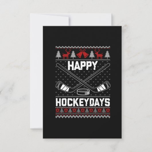 Happy Hockeydays Funny Christmas Ice Hockey Player Dankeskarte (Vorderseite)