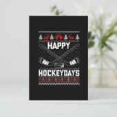 Happy Hockeydays Funny Christmas Ice Hockey Player Dankeskarte (Stehend Vorderseite)