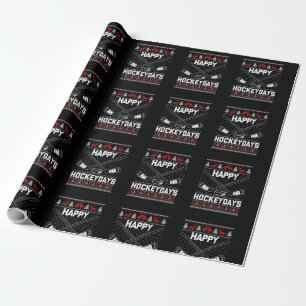 Happy Hockeydays Funny Christmas Ice Hockey Player Geschenkpapier
