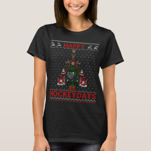 Happy Hockeydays Ice Hockey Weihnachtsbaum Ugly Xm T-Shirt