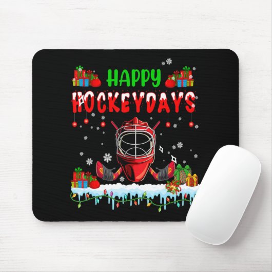 Happy Hockeydays Xmas Hockey Helmet Costume Player Mousepad (Mit Mouse)