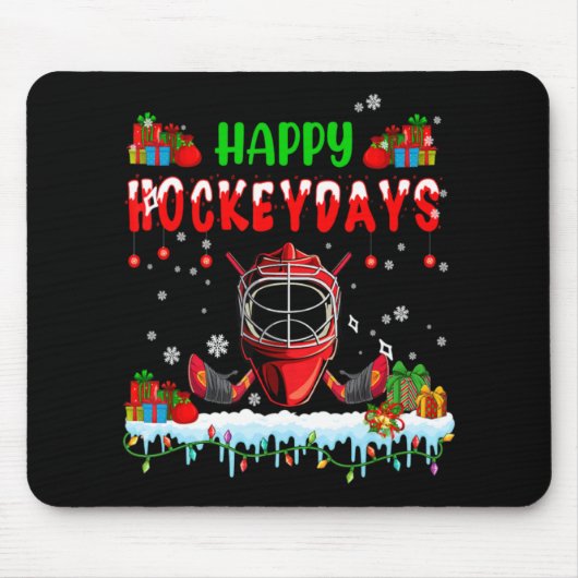 Happy Hockeydays Xmas Hockey Helmet Costume Player Mousepad (Vorne)