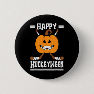 Happy Hockeyween Halloween Eishockeyspieler und H Button