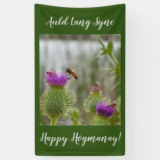 Happy Hogmanay Auld Lang Syne Thistle Banner (Vertikal)