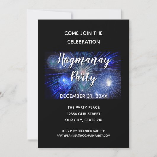 Happy Hogmanay Feier Feuerwerk Neues Jahr Einladung (Rückseite)