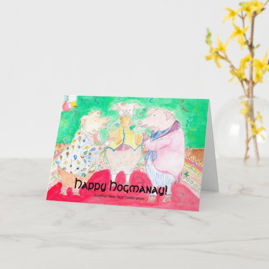 Happy Hogmanay! Karte (Gelbe Blume)