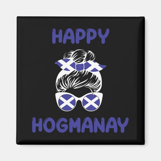 Happy Hogmanay Scotland New Years Eve Messy Bun Wo Magnet (Vorne)