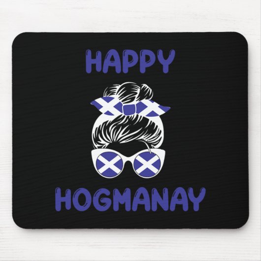 Happy Hogmanay Scotland New Years Eve Messy Bun Wo Mousepad (Vorne)