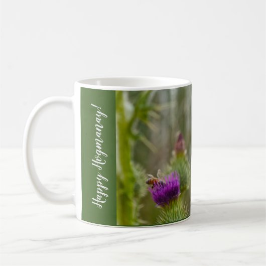 Happy Hogmanay Scottish Thistle Honey Bees Kaffeetasse (Links)