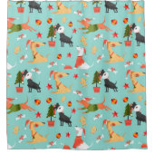Happy Hogs Christmas Pattern Duschvorhang (Vorderseite)