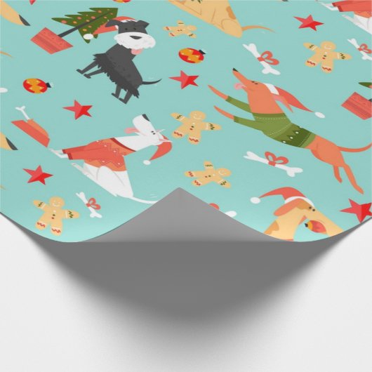 Happy Hogs Christmas Pattern Geschenkpapier (Ecke)