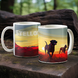 Happy Hogs Morning Walk - Personalisiert Kaffeetasse