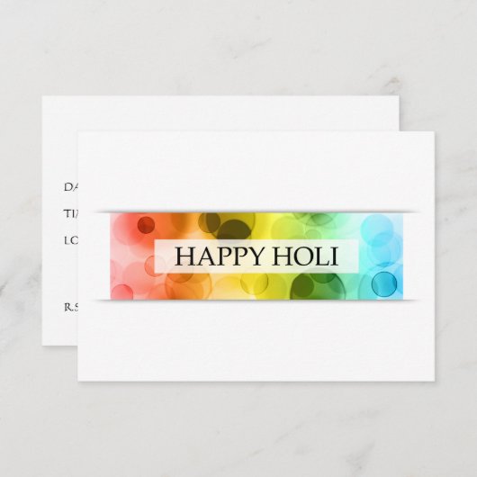 Happy Holi (Bokeh) Einladung (Vorne/Hinten)