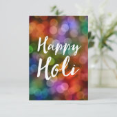 Happy Holi Bokeh Einladung (Stehend Vorderseite)