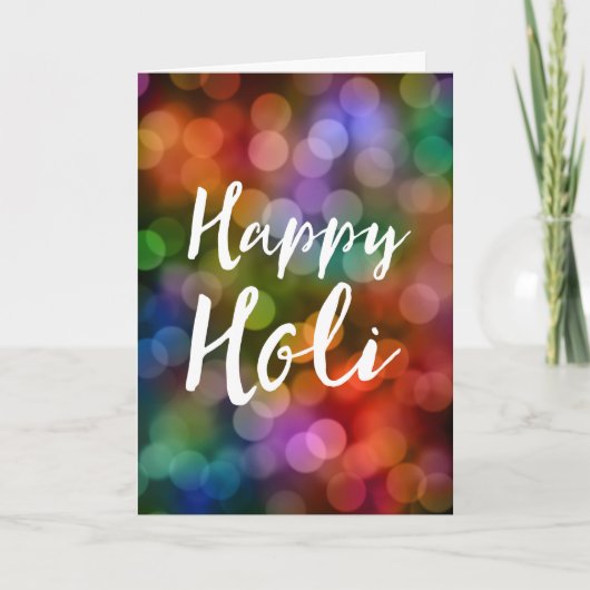 Happy Holi Bokeh Feiertagskarte (Vorderseite)