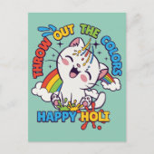 Happy Holi Cat Postkarte (Vorderseite)