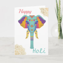 Happy Holi farbenfroher Elefant mit Golden Mandala