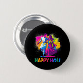 Happy Holi Festival Indian Colors Spring Dance Button (Vorne & Hinten)